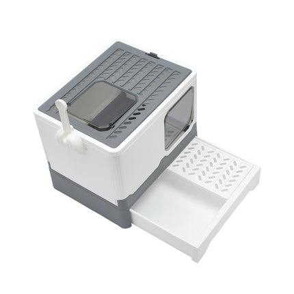 Anti Splash Enclosed Cat Litter Box Grey