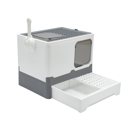 Anti Splash Enclosed Cat Litter Box Grey