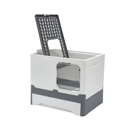 Anti Splash Enclosed Cat Litter Box Grey