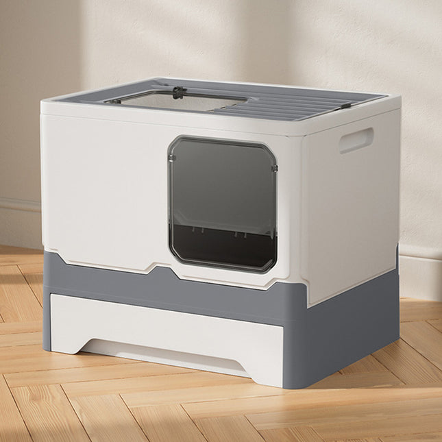 Anti Splash Enclosed Cat Litter Box Grey