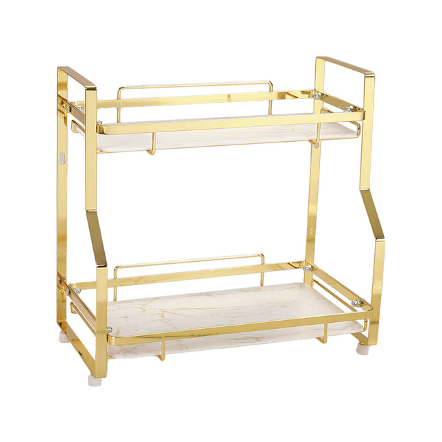 2 Tier Gold Metal Storage Rack for Bathroom