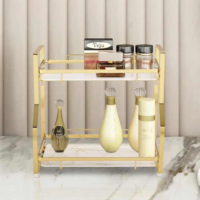 2 Tier Gold Metal Storage Rack for Bathroom