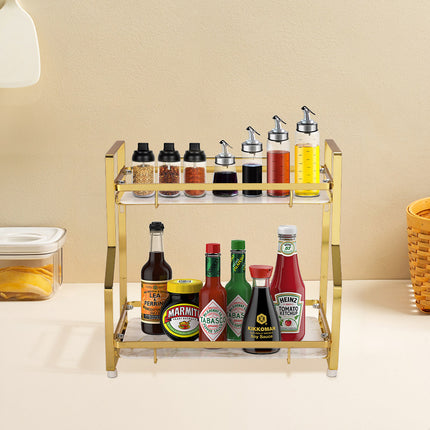 2 Tier Gold Metal Storage Rack for Bathroom
