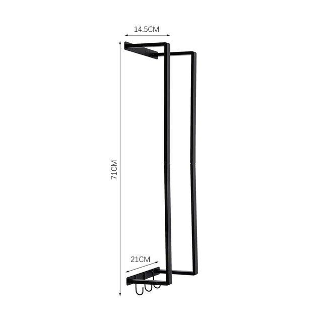 Modern Carbon Steel Wall Towel Rack with Hooks
