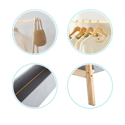 159cm Hanging Coat Rack for Bedroom Floor with Storage Basket
