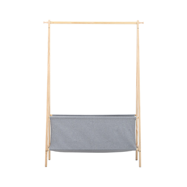 159cm Hanging Coat Rack for Bedroom Floor with Storage Basket