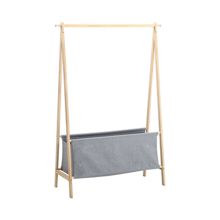 159cm Hanging Coat Rack for Bedroom Floor with Storage Basket
