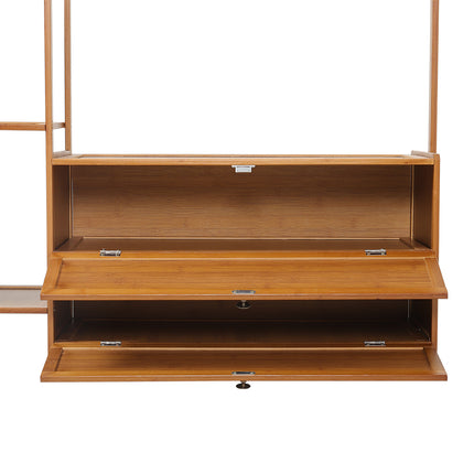 Freestanding Bamboo Clothes Rack with Storage Shelves 138CM