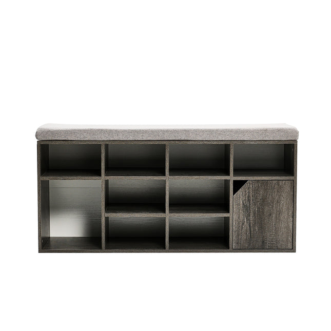Grey Padded Shoe Storage Bench
