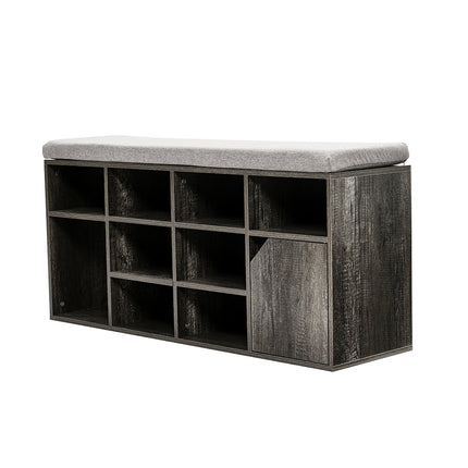 Grey Padded Shoe Storage Bench