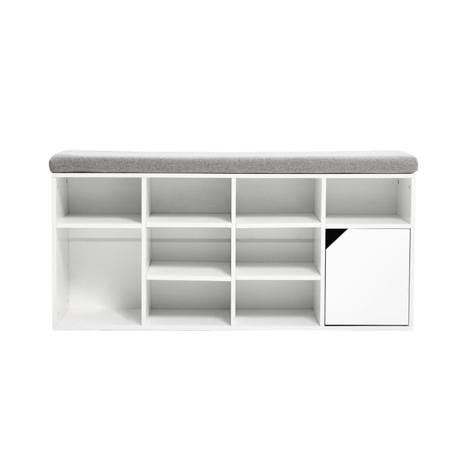 White Padded Shoe Storage Bench