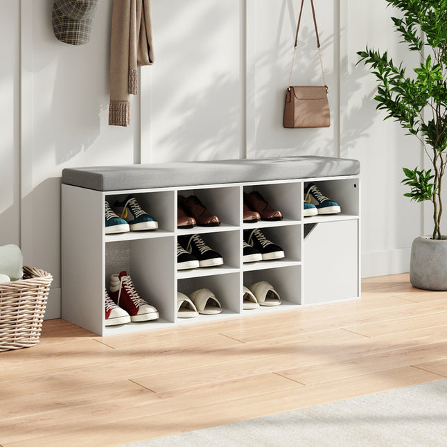 White Padded Shoe Storage Bench