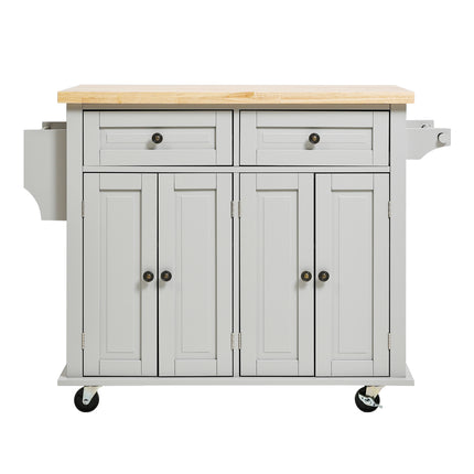 Rolling Wooden Kitchen Island Cart with Storage Cabinet 82cm H