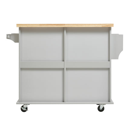 Rolling Wooden Kitchen Island Cart with Storage Cabinet 82cm H