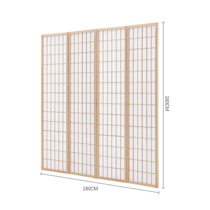 4 Panel Solid Wood Folding Room Divider Privacy Screen
