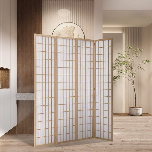 4 Panel Solid Wood Folding Room Divider Privacy Screen