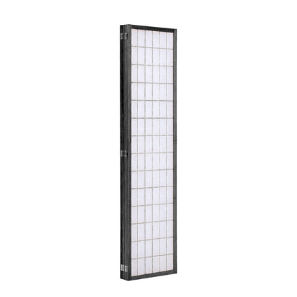 Black 4 Panel Solid Wood Folding Room Divider Privacy Screen