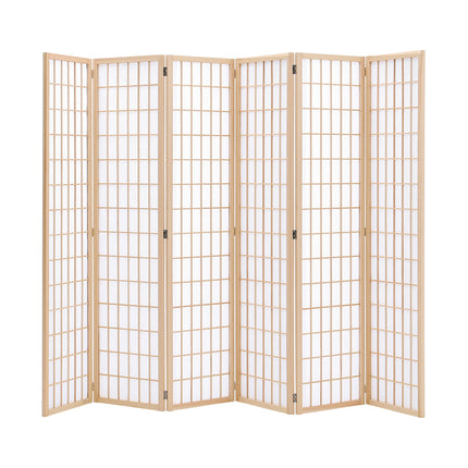 6 Panel Solid Wood Folding Room Divider Privacy Screen 270x180cm H