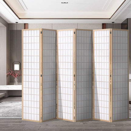 6 Panel Solid Wood Folding Room Divider Privacy Screen 270x180cm H