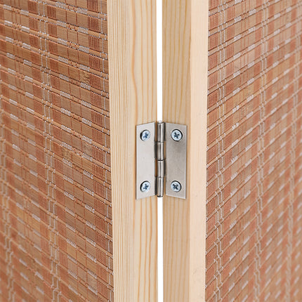 Brown Bamboo Woven 4 Panel Folding Room Divider Privacy Screen