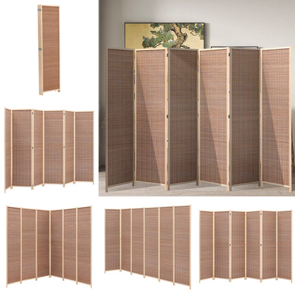 Brown Bamboo Woven 6 Panel Folding Room Divider Privacy Screen 300x180cm