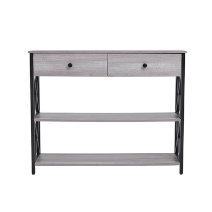 Grey Narrow Wooden Console Table with Drawers