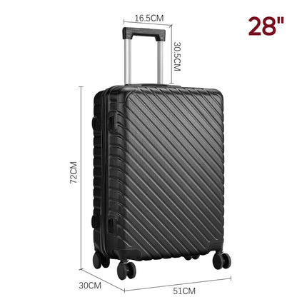 Black 28 inch Lightweight Hardside Travel Suitcase with Wheels