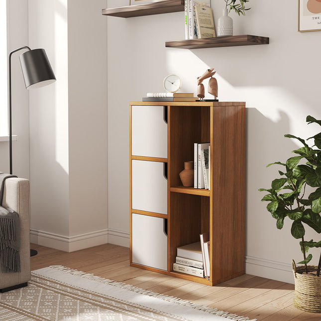 Bookcase Storage Cabinet Made of Wood with Doors and an Open Shelves 50x80cm