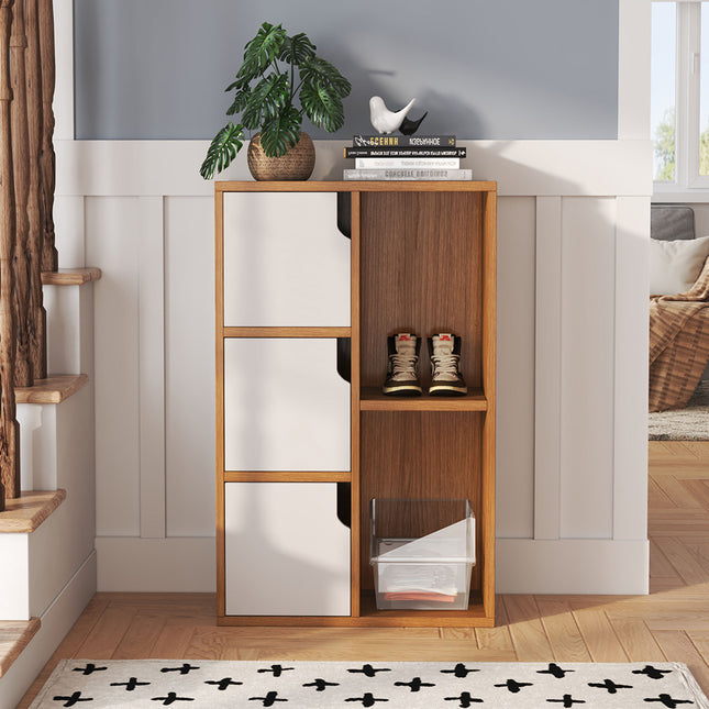 Bookcase Storage Cabinet Made of Wood with Doors and an Open Shelves 50x80cm