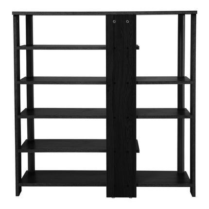 Open-style wood shoe rack in black