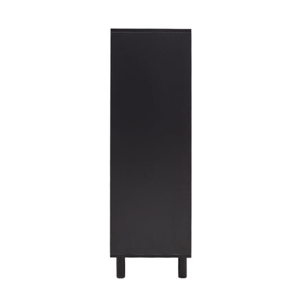 Brown 6 Tier Black Shoe Cabinet with Doors
