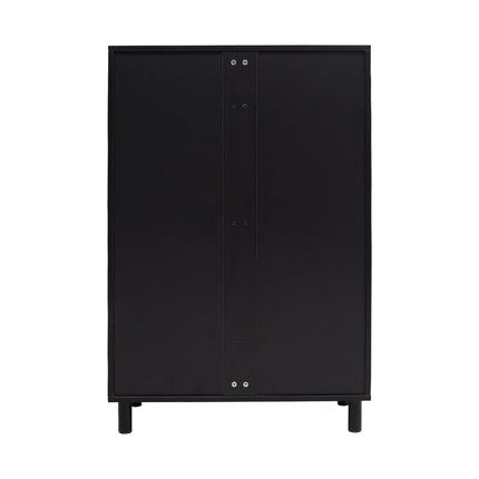Brown 6 Tier Black Shoe Cabinet with Doors