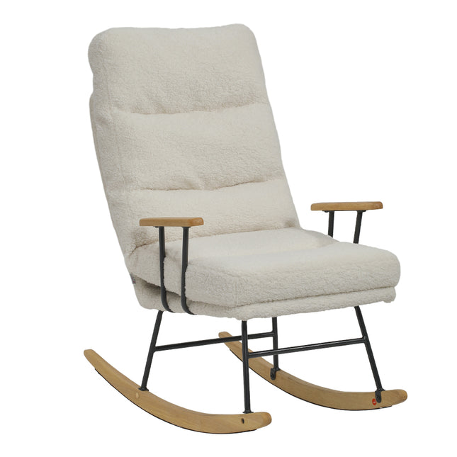 White Sherpa Upholstered Adjustable Rocking Chair