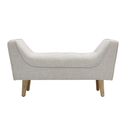 Beige 110cm Soft Chenille Upholstered Bench with Wooden Legs