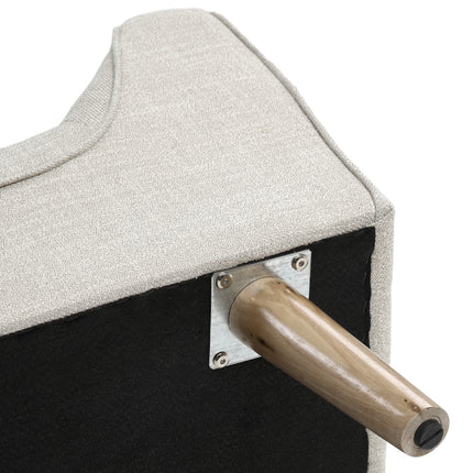 Beige 110cm Soft Chenille Upholstered Bench with Wooden Legs