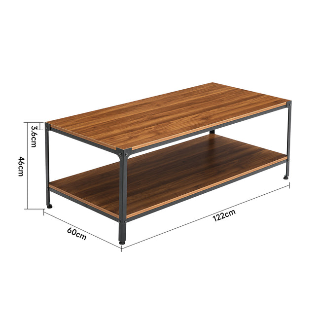 Rectangular Coffee Table with Two Tiers and Walnut Finish