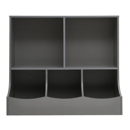 2-Tier Open Style five-compartment Toy and Book Storage Organizer Grey