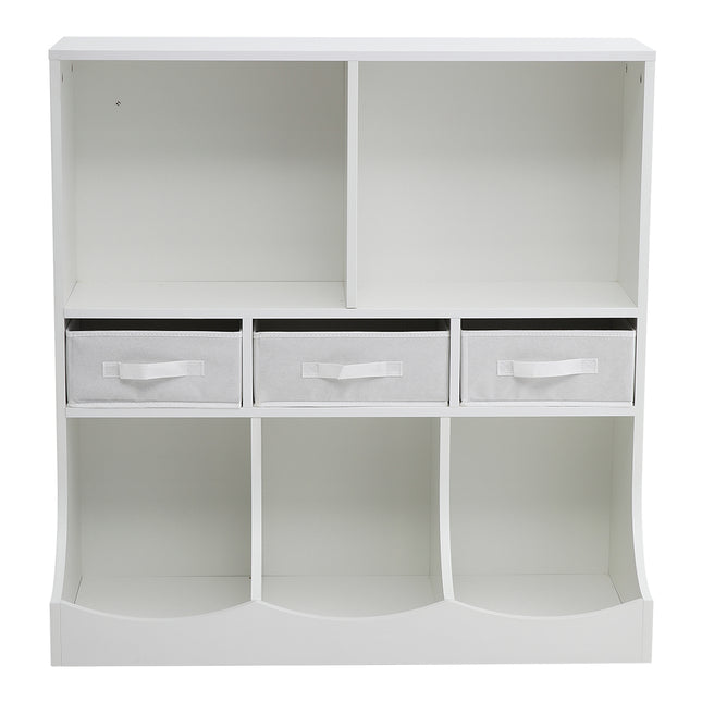 3-Tier Open 5 compartments and 3 draws  Style Toy and Book Storage Cabinet