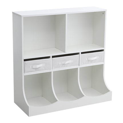 3-Tier Open 5 compartments and 3 draws  Style Toy and Book Storage Cabinet