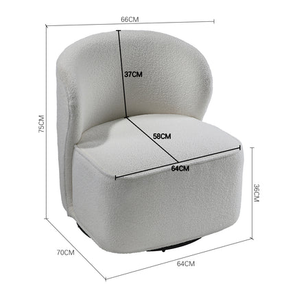 White Chic Upholstered Swivel Chair 66cm W