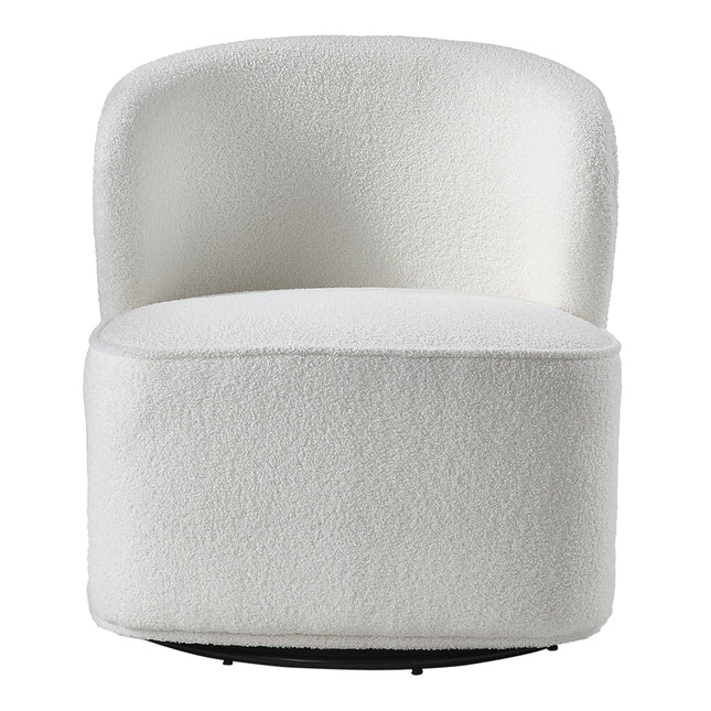 White Chic Upholstered Swivel Chair 66cm W