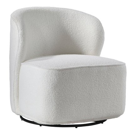 White Chic Upholstered Swivel Chair 66cm W