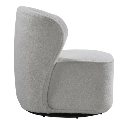 White Chic Upholstered Swivel Chair 66cm W
