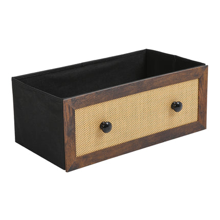 Rustic Rattan Storage Cabinet with Eight Drawers