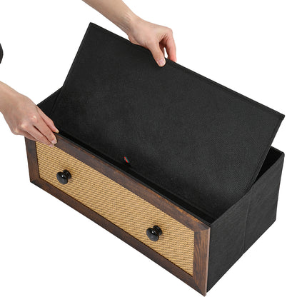 3 Drawer Rustic Rattan Storage Cabinet with Shelf  104cm H