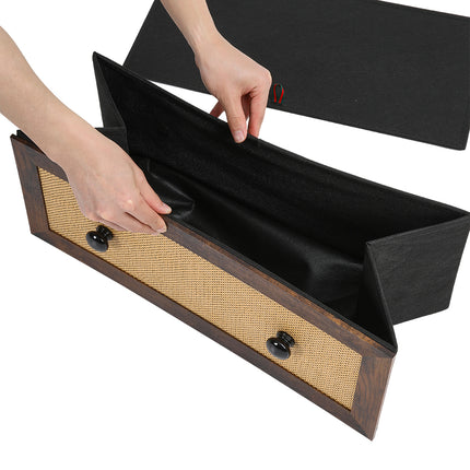 3 Drawer Rustic Rattan Storage Cabinet with Shelf  104cm H