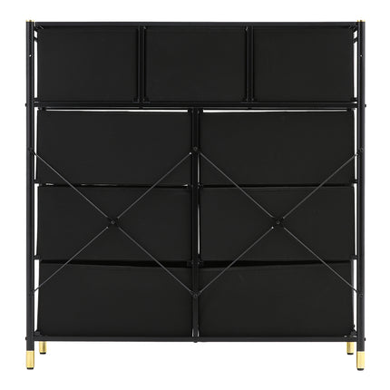 Nine-drawer plastic storage cabinet in black