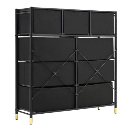 Nine-drawer plastic storage cabinet in black