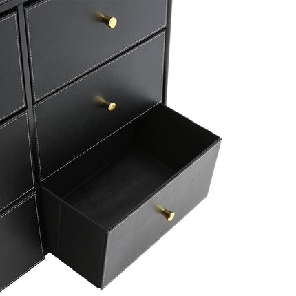 Nine-drawer plastic storage cabinet in black