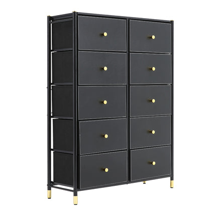 Black 10 Drawer Plastic Storage Cabinet
